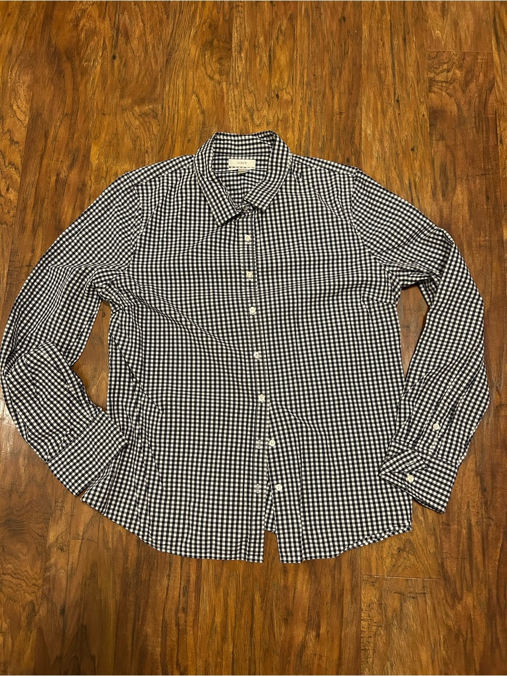J. Crew Black and White Gingham Button-Down Shirt